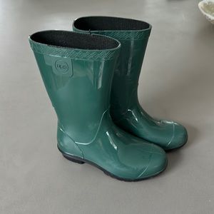 UGG Kids Green Glossy Rain Boots